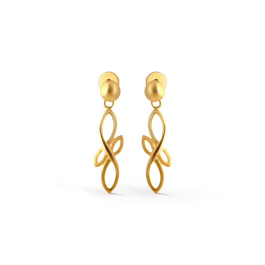 Orlina Vine Plain Gold Drop Earrings - Yellow
