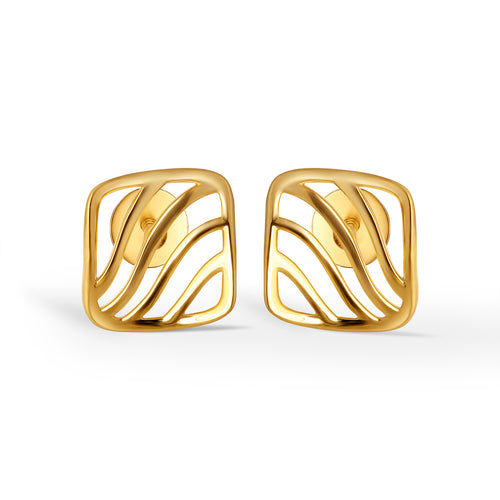 Celest Weave Plain Gold Stud Earrings