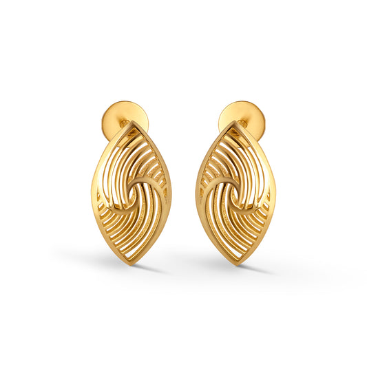 Twined Grace Fusion Gold Stud Earrings - Yellow