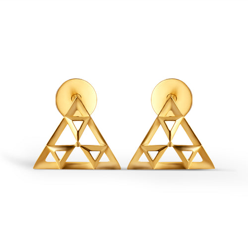 Trigon Fusion Gold Stud Earrings