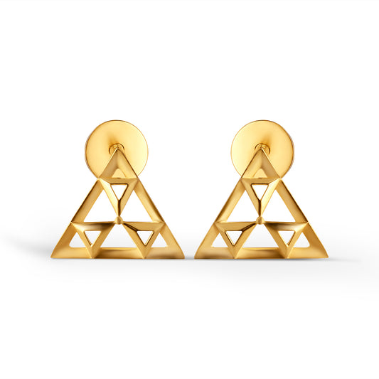 Trigon Fusion Gold Stud Earrings - Yellow