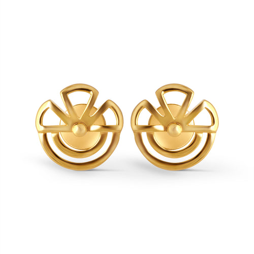 Crown Arc Plain Gold Stud Earrings