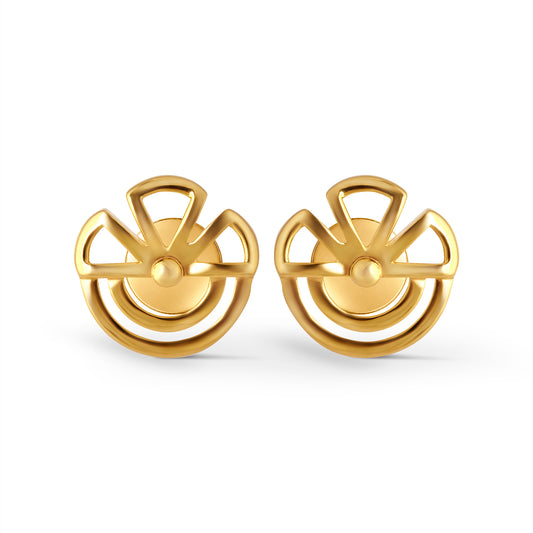 Crown Arc Plain Gold Stud Earrings - Yellow