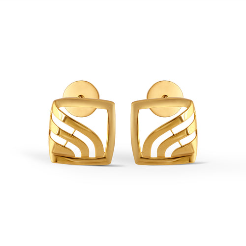 Solenne Frame Plain Gold Stud Earrings