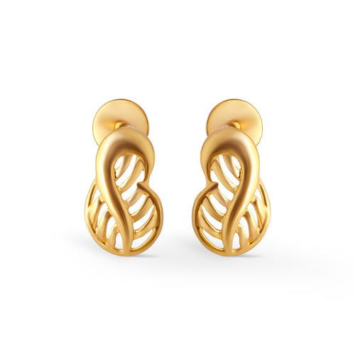 Verona Curve Plain Gold Stud Earrings