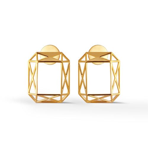 Opalyn Geometry Plain Gold Stud Earrings