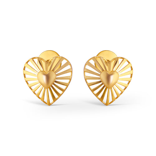 Heartflare Plain Gold Stud Earrings