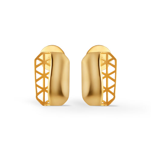Sculpted Plain Gold Stud Earrings