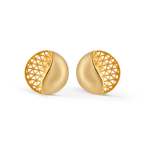 Mesh Curve Fusion Gold Stud Earrings
