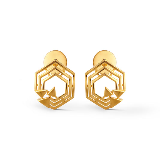 Celiora Geometric Plain Gold Stud Earrings - Yellow