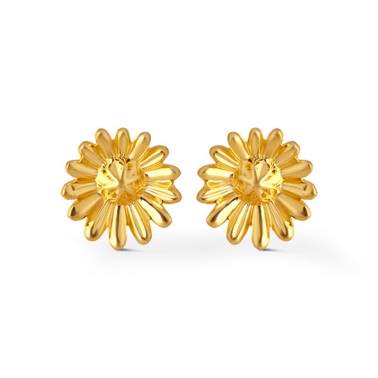 Blooming Daisy Fusion Gold Stud Earrings - Yellow
