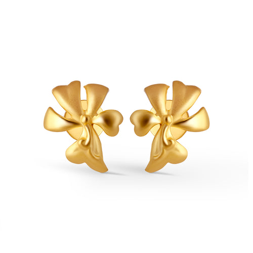 Origami Flora Plain Gold Stud Earrings