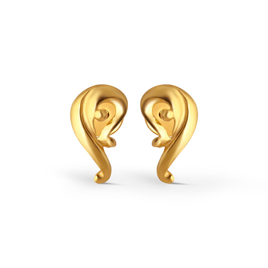Opaline Twist Plain Gold Stud Earrings - Yellow