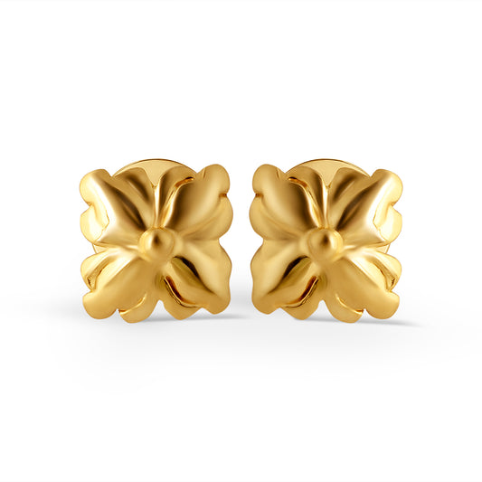 Liora Bloom Plain Gold Stud Earrings - Yellow