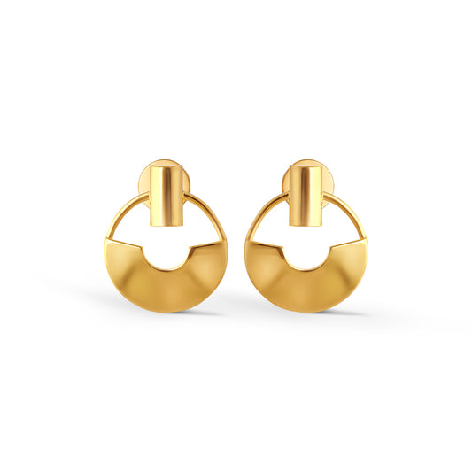 Oryn Arc Plain Gold Stud Earrings - Yellow