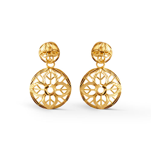 Medallion Intricate Gold Drop Earrings