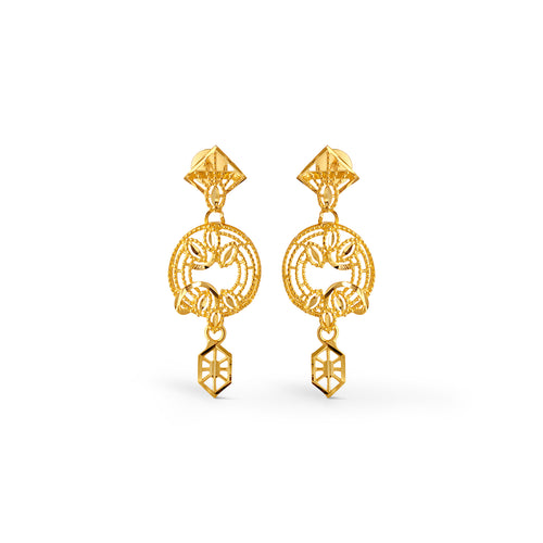 Ornara Intricate Gold Dangle Earrings