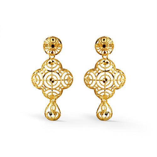 Zareen Intricate Gold Drop Earrings