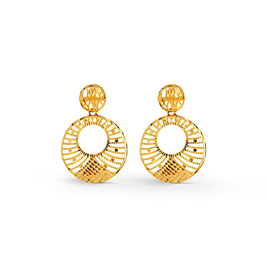 Solstice Orbit Intricate Gold Drop Earrings - Yellow
