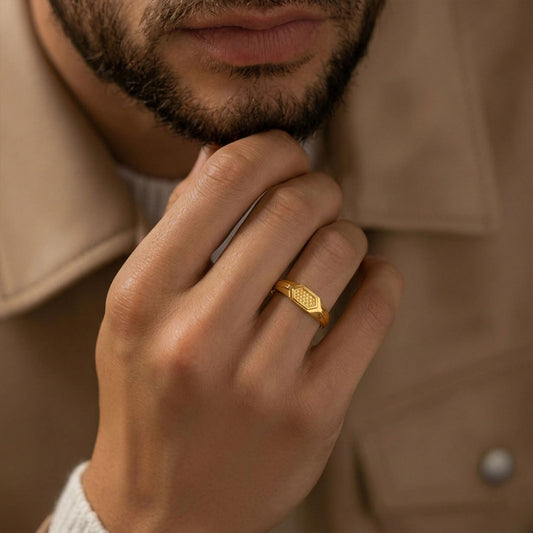 Titan Hex Fusion Gold Men's Ring - MQ_AI