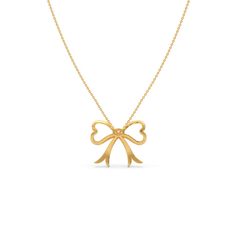 Bow Plain Gold Chain Necklace