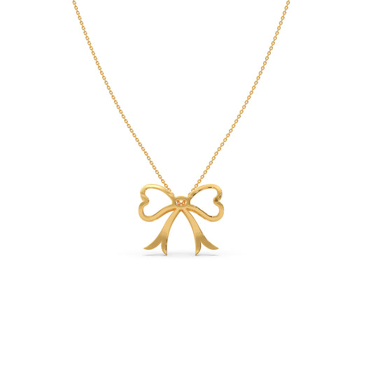 Bow Plain Gold Chain Necklace - Yellow