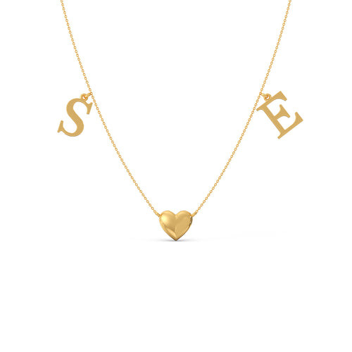S & E Letter Charm Plain Gold Necklace