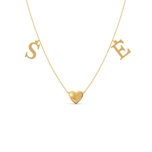 S & E Letter Charm Plain Gold Necklace - Yellow