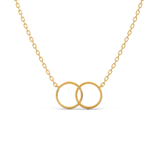 Dual Orbit Plain Gold Chain Necklace - Yellow