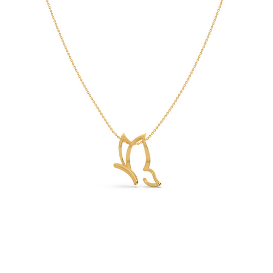 Butterfly Plain Gold Chain Necklace - Yellow