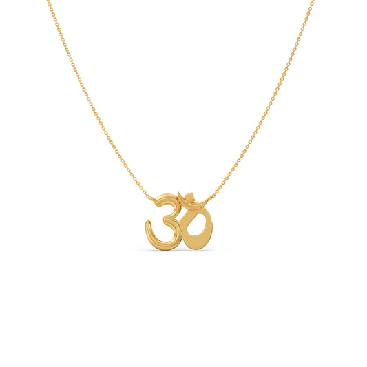 Om Plain Gold Chain Necklace - Yellow