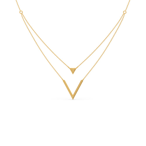 Wishbone Plain Gold Layered Necklace
