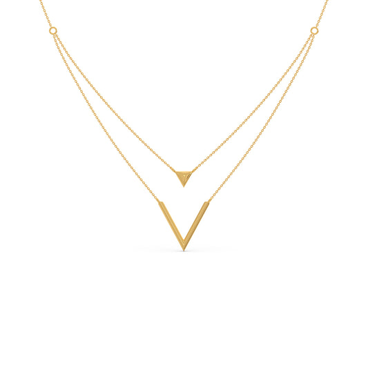 Wishbone Plain Gold Layered Necklace - Yellow