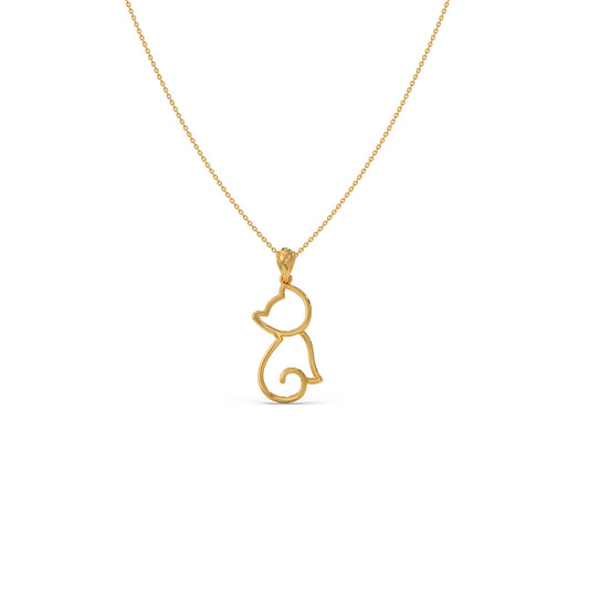 Cat Plain Gold Pendant - Yellow