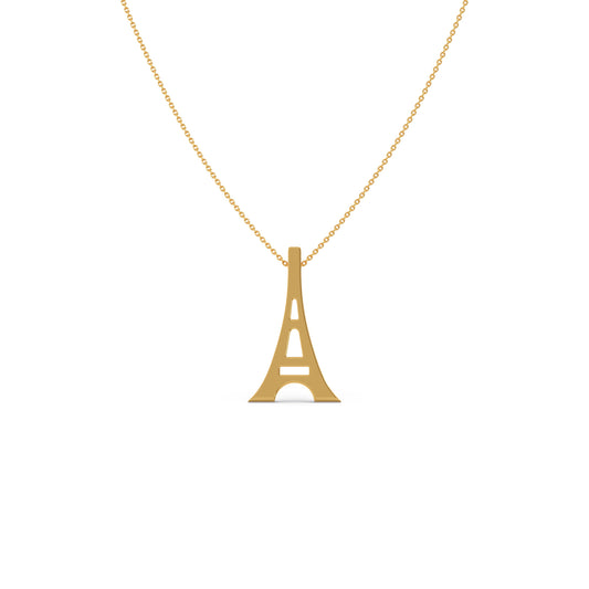 Eiffel Tower Plain Gold Pendant - Yellow