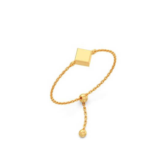 Cuboid Gold Flexi Bolo Ring - Yellow