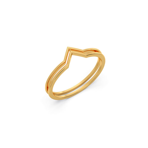 Duo Chevron Gold Stackable Ring