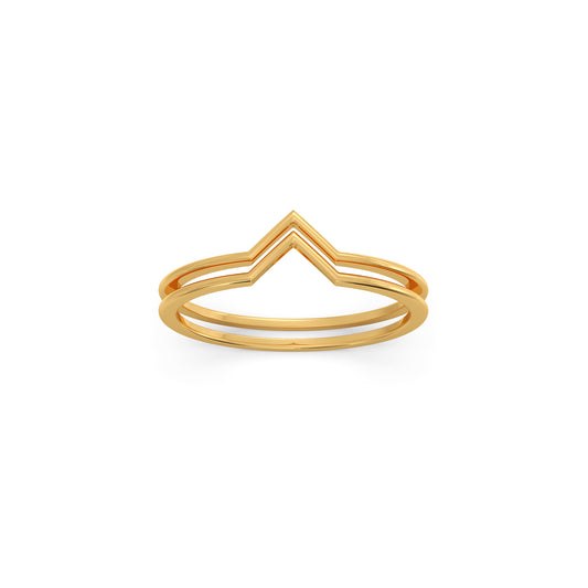 Duo Chevron Gold Stackable Ring - Yellow