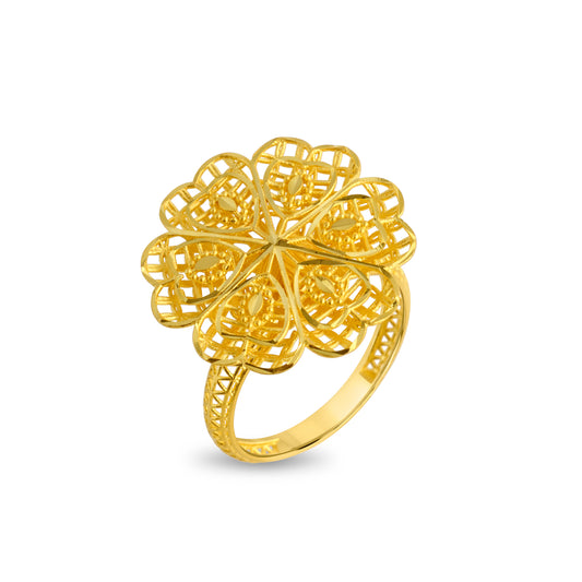 Rosette Aura Turkish Gold Ring - Yellow