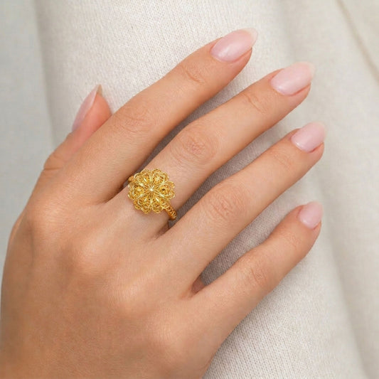 Rosette Aura Turkish Gold Ring - MH_AI