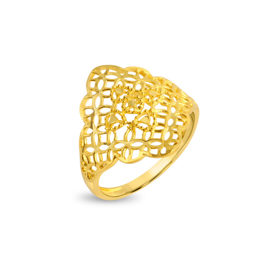 Woven Floral Intricate Gold Ring - Yellow