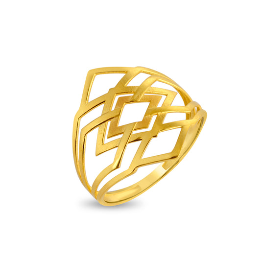 Geo Luxe Plain Gold Ring - Yellow