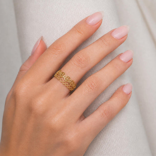 Bloomora Intricate Gold Band - MH_AI