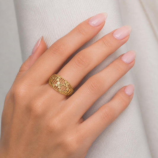 Imperial Bloom Intricate Gold Ring - MH_AI