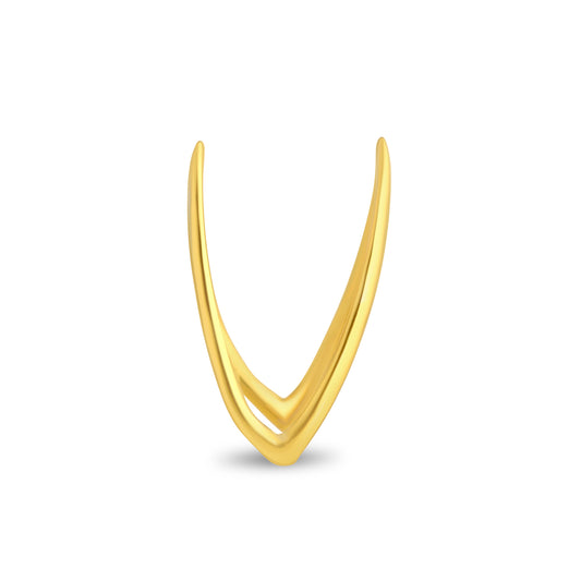 Chevron Edge Plain Gold Ring - Yellow