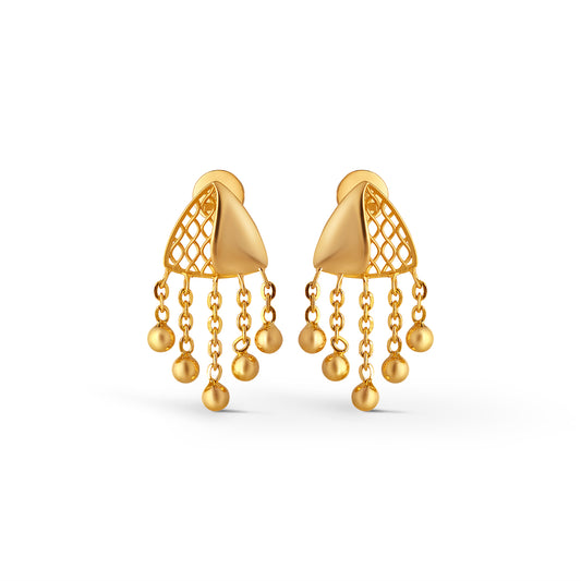Jharokha Fusion Gold Dangle Earrings - Yellow