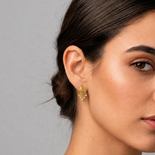 Jharokha Fusion Gold Dangle Earrings - MQ_AI
