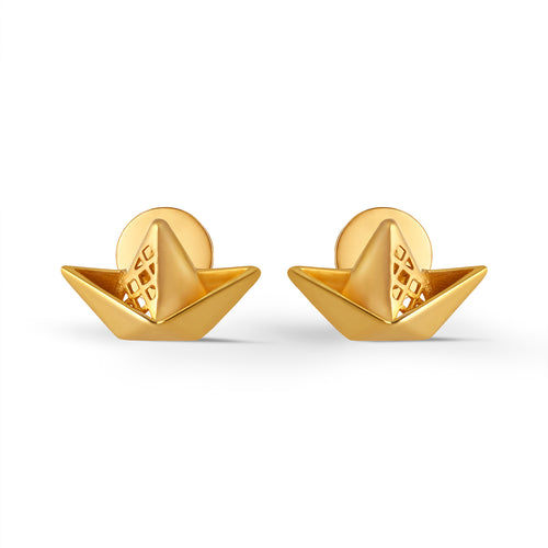 Aether Sail Plain Gold Stud Earrings
