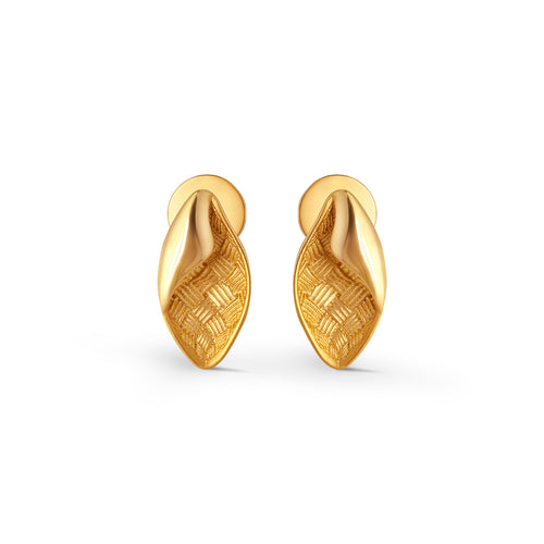 Woven Whisper Fusion Gold Stud Earrings