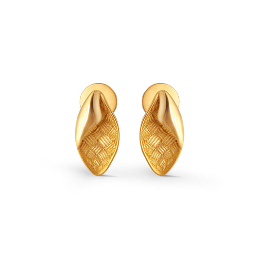 Woven Whisper Fusion Gold Stud Earrings - Yellow
